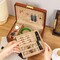 2-Layer Solid Wood Jewelry Box with Lock & Key – Vintage Velvet-Lined Organizer for Rings, Earrings, Necklaces, Bracelets & Watches, Elegant Gift for Women & Men (Light brown velvet)